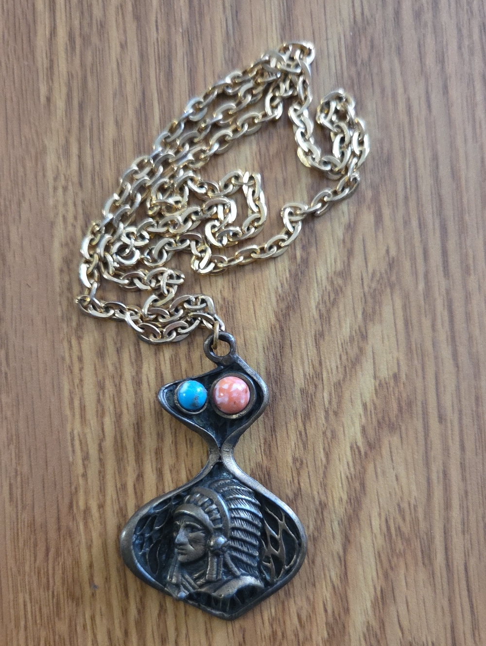 Vintage Swank? Copper Indian Head Necklace (Unisex)